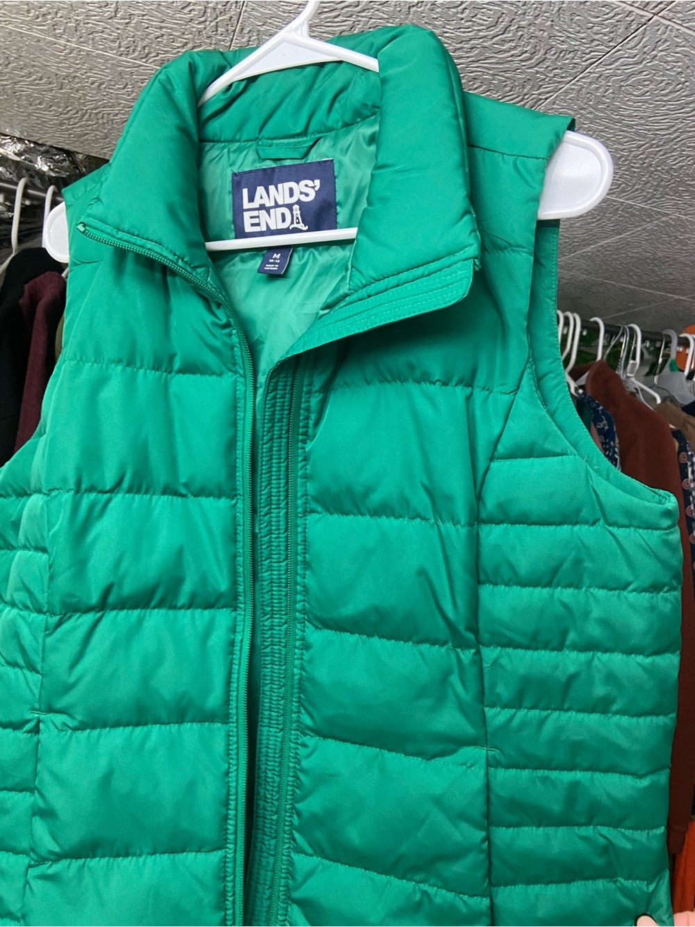 Lands' End Teal Green Quilted Vest